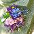 Laura Bridal bouquet - iris, blue delphinium, pink gerbs and alstromeria, yellow and green poms